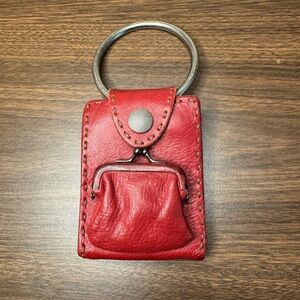 Lucky Brand Red Leather Keyring Coin Pouch